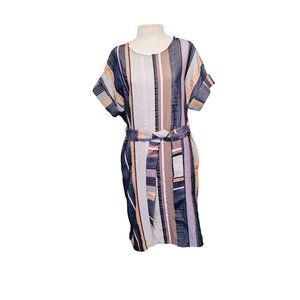 Anthropologie 34N 118W dress size Small raw‎ edge Belted multi color overaized